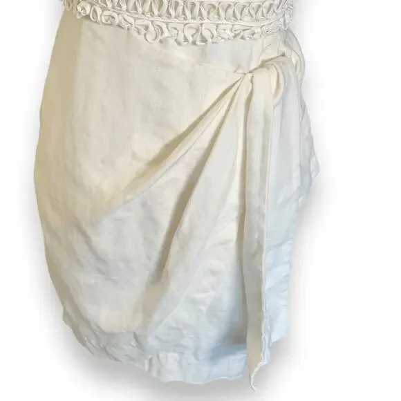 3.1 Phillip Lim Cream Linen Silk Ribbon Detail Dress Size 0 Boho Wedding - Picture 7 of 12